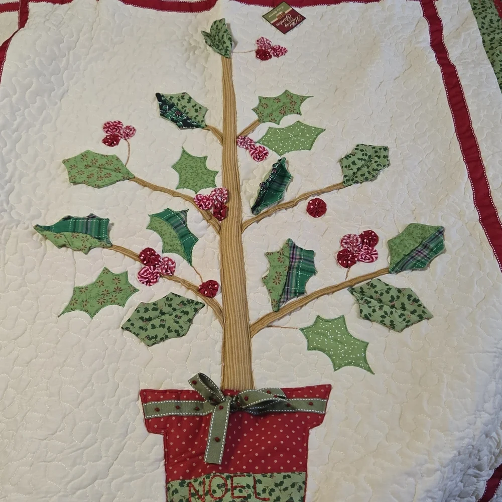 Cracker Barrel Holiday Blanket Throw Lap Quilt NOEL Christmas Tree NEW